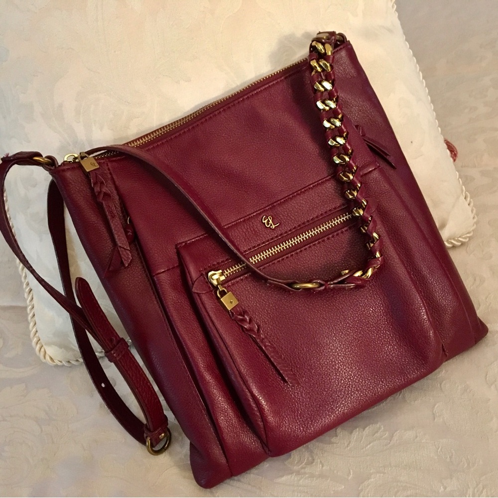 ELLIOTT LUCCA Beautiful!!! BURGUNDY LEATHER CROSSBODY